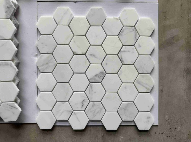 Hexagon Calacatta White Honed 2 x 2 11.75 x 12